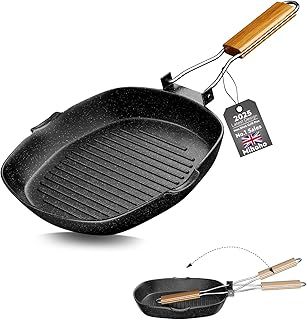 Nonstick Grill Pan, 24 CM Large Grilling Skillet Steak Pan for Indoor Cooking, Steak & Bacon Pans for Stove Tops (24 CM)