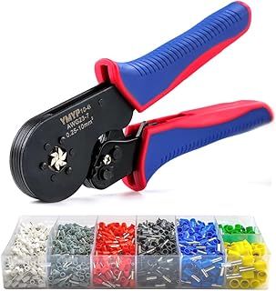 Ferrule Crimping Tool AWG 23-7 (0.25mm²-10mm²) with 1900PCS Ferrules Kit, Hexagonal Crimper for End-Sleeves Terminal - Self-Adjusting Racheting Tool