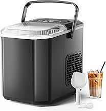 Ice Maker Machine Countertop for Home, Compact Ice Cube Maker with Portable Handle & Upside Down Ice Scoop, 9 Ice Cubes Ready in 6 Minutes, 12Kg/24h, Portable Ice Maker for Party