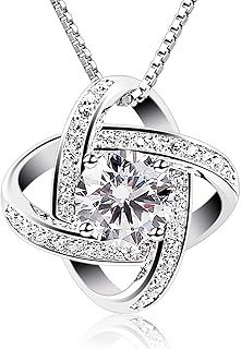 Women Necklaces Sterling Silver Cubic Zirconia Pendant Gemini Necklace