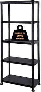 3/4/5 Tier - Plastic Shelving Unit | Garage Shelving Units | Storage Shelves | Shelving Units for Storage | Plastic Racking | Racking Shelving Unit Warehouse, Garage, Shed, and Workshop (5 Tier)