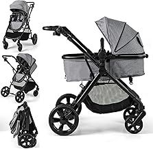 Baby Stroller, Foldable Toddler Pushchair with Adjustable Backrest/Canopy/Handle and Storage Bag, Convertible Buggy Pram for 0-3 Years Old Infant Kids (Gray)