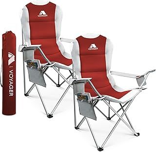 2 Pack Outdoor Camping Chair Set,120kg Capacity, 3.3kg Per Chair, Waterproof Folding Chairs with Cup Holder & Side Pockets, Portable Chair for Garden, Fishing, Picnic Camping & Travel Comfort