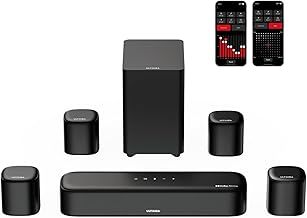 7.1ch Sound Bar with Dolby Atmos, Surround Sound System for TV with 4 Surround Speakers, Sound Bar for Smart TV with App Control, Soundbar with Subwoofer for Home Theater, HDMI eARC, Aura A60