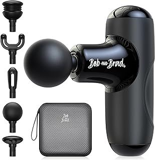 Mini Massage Gun, Bob and Brad Q2 Pocket-Sized Deep Tissue Massager Gun, Portable Percussion Muscle Massager Gun, Ultra Small & Quiet Muscle Massage Gun with Carry Case for On The Go Usage, Black