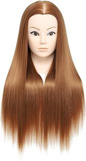 Training Head,26-28 Inch Hairdressing Head 100% Synthetic Fiber Cosmetology Mannequin Head with Free Clamp for Braiding Stying (02G-30)