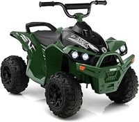 GYMAX Kids Electric Quad Bike, 12V Battery Powered Toy Car with Music, Lights, Horn, Forward and Backward, Children Ride on ATV for 3-8 Years Old Boys Girls (Army Green)