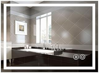 Panana 3 Colour Changing LED Light Illuminated Bathroom Mirror Wall Mounted with Demister Touch Sensor Switch,Rectangle 500mm x700mm