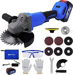 125mm Portable Angle Grinder Electric Brushless Angle Grinder, 4Inch Hand Held Battery Grinder, 10000 RPM, 3000mAh Battery, 2 Variable Speed, Spindle Lock, for Wallboard Grooving, Stone Cutting