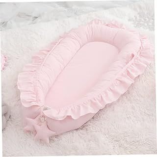 Newborn Bassinet Mattress, Baby Lounger Cotton Newborn Nest Co-Sleeping Pod Portable Bassinet Mattress with Lace, Baby Lounger