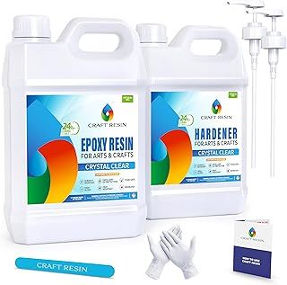 CRAFT RESIN 4L Crystal Clear Epoxy Resin Kit - Food Safe & UV Resistant for DIY Art, Wood, Jewellery Making, Coasters, Mould Casting Resin Epoxy - Low Viscosity, Self Leveling for Beginners & Pros