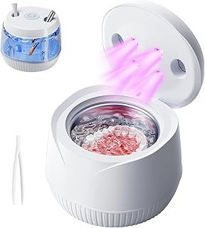 Ultrasonic U-V Cleaner for Dentures, Retainer, Mouth Guard, Aligner, Whitening Trays, Toothbrush Head, 45kHz Ultrasonic Retainer Cleaner Machine for All Dental Appliances, Jewelry, Diamonds