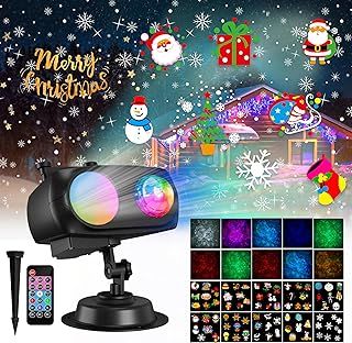 Christmas Halloween Projector Lights, COOLWUFAN Upgrade Waterproof Outdoor Indoor Holiday Projector Lights with Remote and 20 HD Effects (3D Ocean Wave + Patterns) for Xmas Halloween Party Yard Decor
