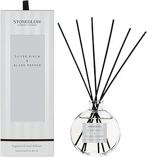 Stoneglow Modern Classics Collection - Silver Birch & Black Pepper 120ml Scented Reed Diffuser - (Grey)