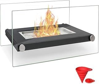 BACOENG Tabletop Bio Ethanol Fireplace for Indoor and Outdoor Home Garden, Black