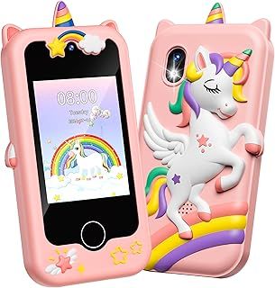 Gofunly Kids Smart Phone Toy for Girls Ages 3-8, Touchscreen Kids Mobile Phone with Dual Camera, Toddler Camera Learning Toys for Birthday Gifts, 2.8 Inch Pink