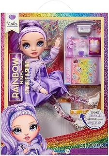 Rainbow High Sparkle and Shine - Viola (Purple) - 28 cm Fashion Doll with Liquid Sparkles in Her Legs, Shake to See Them Sparkle, for Kids 4-12 Years Old