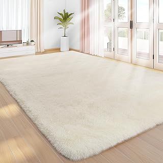Sour Lemon Rugs Living Room 160x230cm, Cream Area Rugs for Bedroom, Washable Anti Slip Extra Large Shaggy Soft Rug Fluffy Modern Floor Carpets Mat Beside Carpet for Kids Living Room