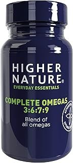 Higher Nature - Complete Omegas 3:6:7:9 - Fish Oils - Supports Vision, Brain Function & Cardiovascular Health - 90 Capsules