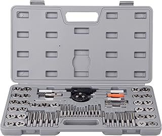60 pcs Metric and SAE Alloy Steel Standard Internal and External Tap and Die Set Coarse and Fine Threads