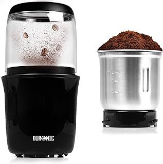 Duronic Electric Coffee Grinder CG250, Coffee Bean Grinder Machine, Stainless Steel Blades Grinders, Fast Dry Mini Removable Grinding Mill Pot for Coffee Beans, Nuts, Seeds, Spices, Flax, Black