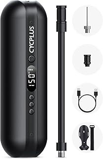 CYCPLUS Electric Bike Pump, 2600mAh*2 Portable Air Compressor Cordless Tyre Inflator Rechargeable 150 PSI Auto-Off, with Digital Gauge for Cars, Motorbikes, Balls and All Bikes