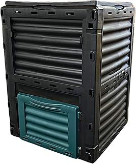 SAKUSEI 300 Litre Outdoor Garden Compost Waste Bin 300L Eco Friendly Composter Waste Converter Bin, Black and Green (SAKGB300)