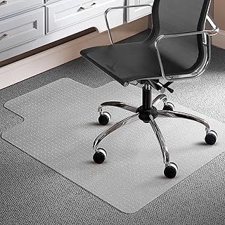 Office Chair Mat for Carpeted Floor 90x120cm PVC Floor Mat Non-Slip Pointed Waterproof Plastic Chair Mat Carpet Protector for Low, Standard and Medium Pile Carpets (Pointed T-shape)