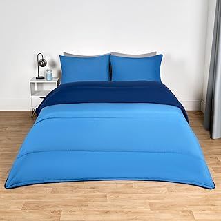 OHS King Size Duvet 10.5 Tog Coverless Duvet, Reversible Soft Warm Microfibre Fabric Comfortable For All Season Washable Bedding Set with Pillowcases, Black/Grey