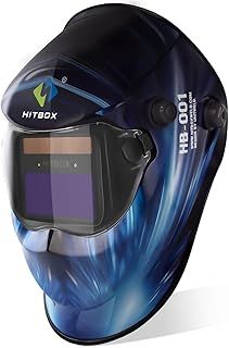 HITBOX Auto Darkening Welding Helmet Solar Powered Welding Hood with Adjustable Wide Shade Range 4/9-13 for Mig Tig Arc Welder(Ocean)
