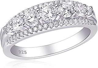 SHELOVES Eternity Rings for Women 925 Sterling Silver Rings AAAAA Round Cubic Zirconia Wedding Band Sz H-Z 1/2