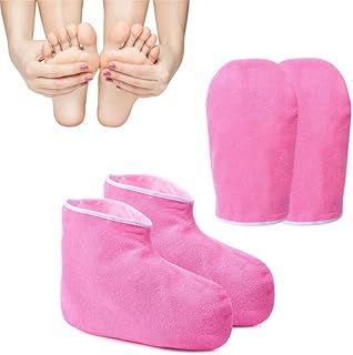 Paraffin Wax Bath Gloves & Booties, Reusable SPA Heat Therapy Insulated Mitts and Booties Hand Treatment Kit Paraffin Wax for Hands and Feet Pedicure Hot Spa Wax Treatment
