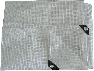 2m x 3m Heavy-Duty Waterproof Mesh Clear Tarpaulin, Reinforced Transparent Tarp Cover with Rubber Strengthened Corners, Groundsheet, Outdoor Polyethylene Sheeting