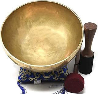 10" Large Master Healing Hand hammered Tibetan Singing Bowl ~ Great for Meditation, Yoga, Sound Bath, Mindfulness, Relaxation ~ Cushion, Wooden Mallet & Drumstick Included