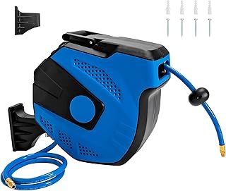 Wall-Mounted Retractable Hose Reel, 15M Air Compressor Reel with Automatic Rewind, Locking System & 180° Swivel Bracket, 150 PSI Portable Air Reel