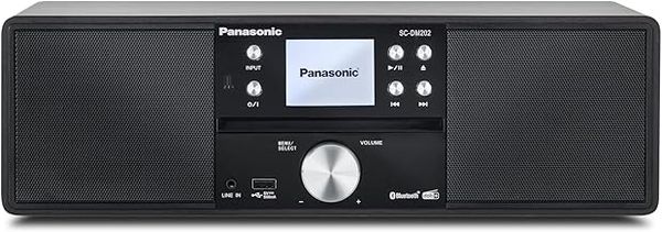 Panasonic SC-DM202EG-K Micro HiFi Compact Stereo System with FM / DAB+ Radio, 24W Output Power, CD/MP3 Player, USB, Bluetooth, Large 2.4" Display, Black