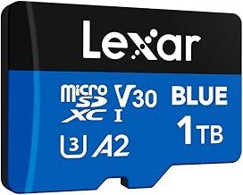 Lexar Blue Micro SD Card 1TB, up to 160MB/s Read, microSDXC UHS-I Card, Class 10, U3, V30, A2, Full-HD & 4K Video, High-Speed Memory Card for Smartphones/Tablets/Action Cameras