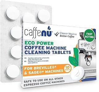 Caffenu Sage & Breville Coffee Machine Cleaning Tablets 10 Pack x 1.4g | Espresso Machine Cleaning Tablets Clean Internal Parts, Portafilter, Inaccessible Areas | Used With Descaling