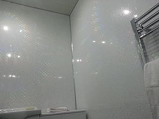 10 White Sparkle Diamond Effect PVC Bathroom Cladding Shower Wall Panels