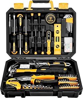 DEKO Tool Kit Set Box 100 Pieces Home Repair DIY Tools Basic Hand Toolbox Sets for Home