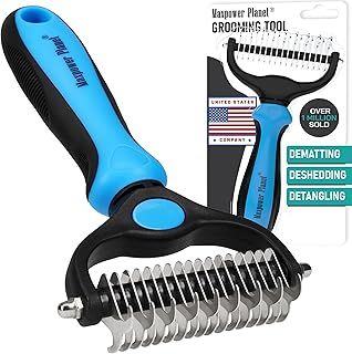 Maxpower Planet Dog Brush - Reduce Shedding by 95% - Double Sided Deshedding Dematting Tool - Undercoat Rake Dog - Dog Brushes Shedding Hair - Dog Grooming Brush - Cat Grooming Brush, Blue
