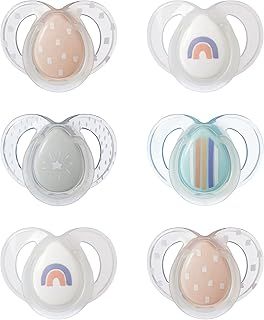 Tommee Tippee Nighttime soother, 6-18 months, 6 pack of glow in the dark soothers with symmetrical silicone baglet