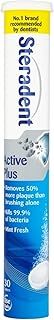 Steradent Active Plus Denture Cleaning Tablets, Mint Fresh, 30 Count - Plaque Remover, Dental Hygiene Cleanser, Cleans In 3 Minutes, Kills 99.9% Bacteria, Care Solution