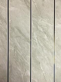 DBS Grey Marble Chrome Strip Bathroom Shower Panels Wall PVC Cladding (12 Pack)