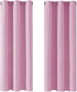 Deconovo Room Darkening Curtains Eyelet Blackout Curtains Thermal Insulated Curtains for Boys Bedroom Pink 42 x 54 Inch 2 Panels