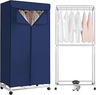 Electric Clothes Dryer, 1000W Heat Pump Dryers with Timer, Protable Clothes Dryer, 60inch Clothes Airer Drying Wardrobe, Double Layer Electric Dryer Rack for Home | Apartments (Dark Blue)