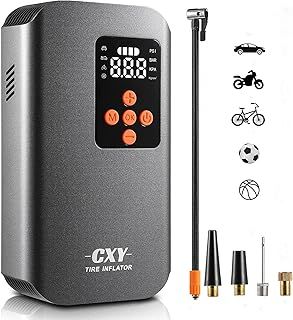 Cordless Tyre Inflator, Digital Electrical Bike Tyre Pump, 7500mAh Rechargeable Car Pumps with 4 Different Nozzles For Cars, Motorcycle, Bicycle and Balls