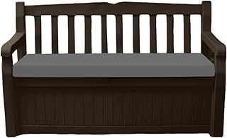 A ATH COLLECTION Waterproof Garden Bench Cushion Seat Pad Only fit for Iceni Keter Outdoor Garden And Eden Storage Box 128x50x5cm Lightweight Durable Cushions (Gray)