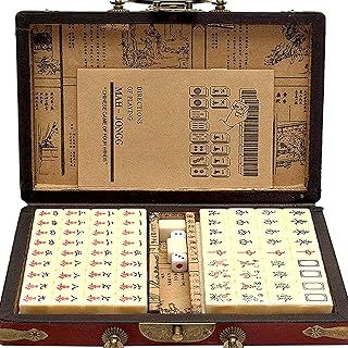 XUBX White Engraved Mini Majong Set,144 Tiles Mahjong Set Portable Chinese Toy With Box, Portable Family Mahjong Game Set Leisure Time Or Travel, Mini-Mahjong-Set.