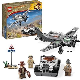 LEGO Indiana Jones Fighter Plane Chase Set with Buildable Airplane Model & Vintage Toy Car plus 3 Minifigures, The Last Crusade Action Playset 77012